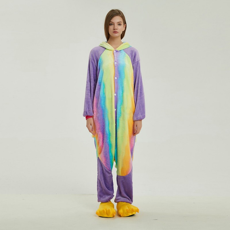Adult Colorful Panda Kigurumi Animal Onesie Pajama Costumes