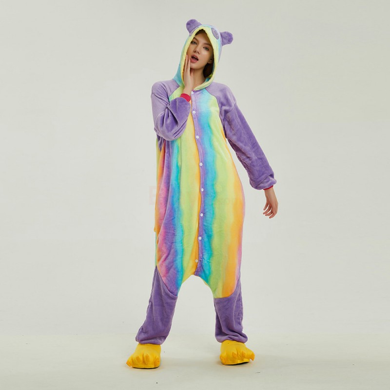Adult Colorful Panda Kigurumi Animal Onesie Pajama Costumes