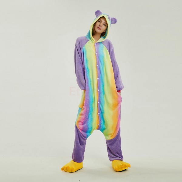Adult Colorful Panda Kigurumi Animal Onesie Pajama Costumes