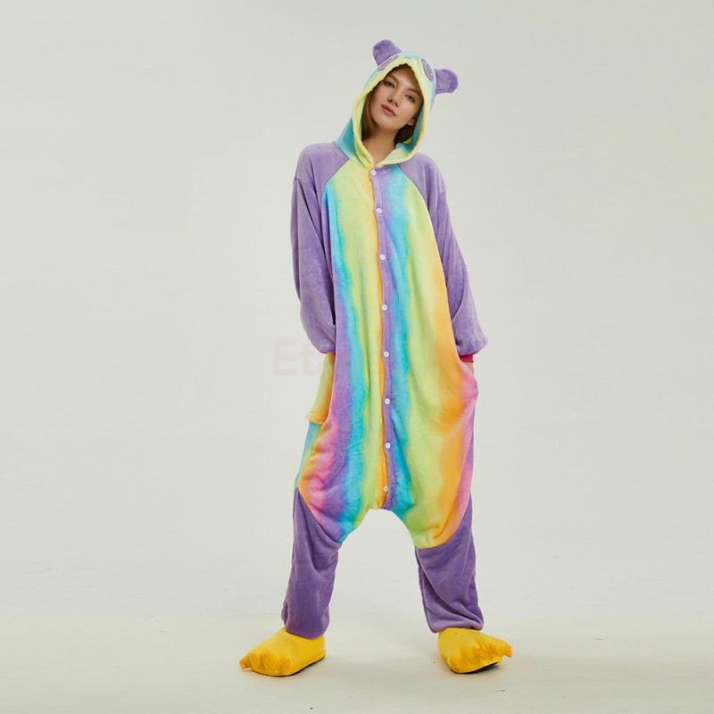 Adult Colorful Panda Kigurumi Animal Onesie Pajama Costumes