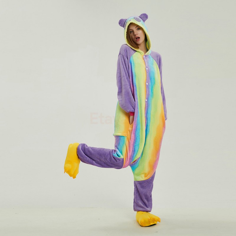 Adult Colorful Panda Kigurumi Animal Onesie Pajama Costumes