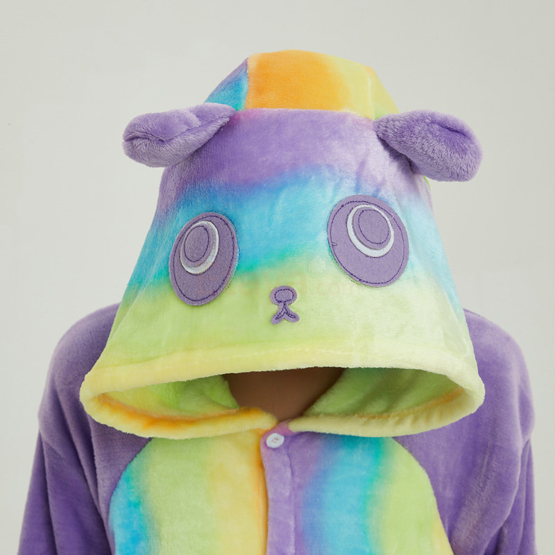Adult Colorful Panda Kigurumi Animal Onesie Pajama Costumes
