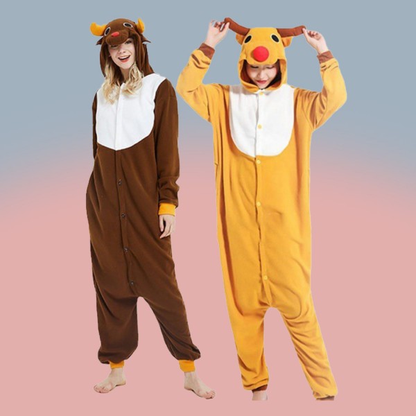 Adult Autumn and Winter Halloween Deer Onesie Christmas Cartoon Pajamas