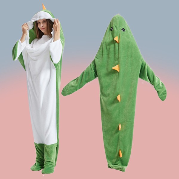 Autumn and Winter Flannel Animal Onesie Kigurumi Green Dinosaur Pajamas